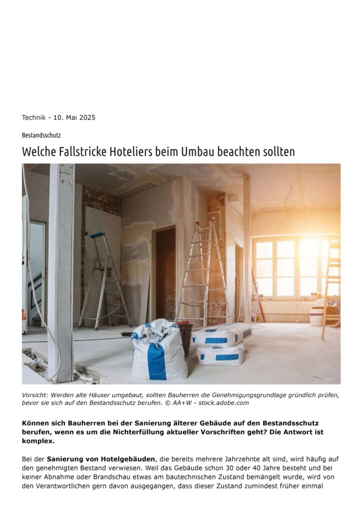 Bestandsschutz ohne böse Überraschungen